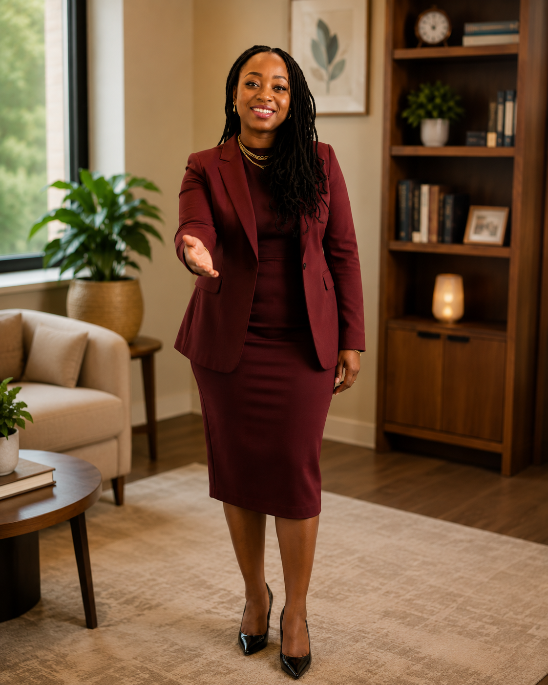 Nkemdilim Nwofor, PMHNP-BC, welcoming a patient at Evolving Minds Psychiatry