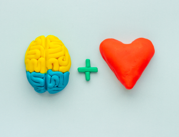 Gut-brain connection symbolized by a brain and heart illustration