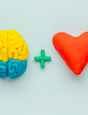 Gut-brain connection symbolized by a brain and heart illustration